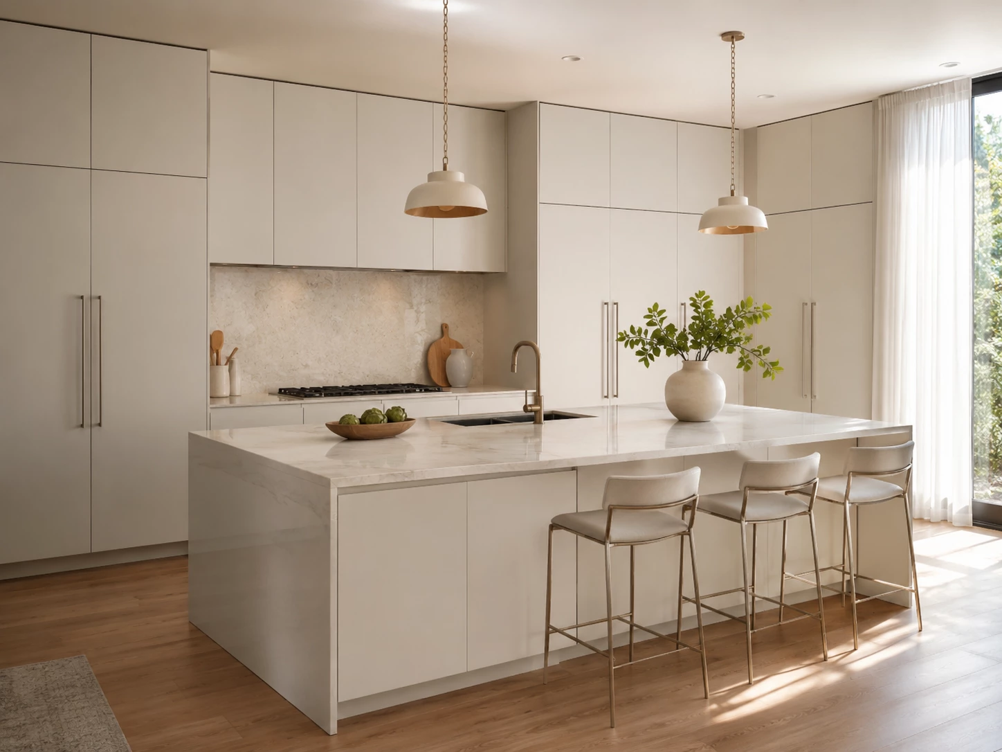 Matte Ivory kitchen cabinets installed in a Cleveland Ohio kitchen