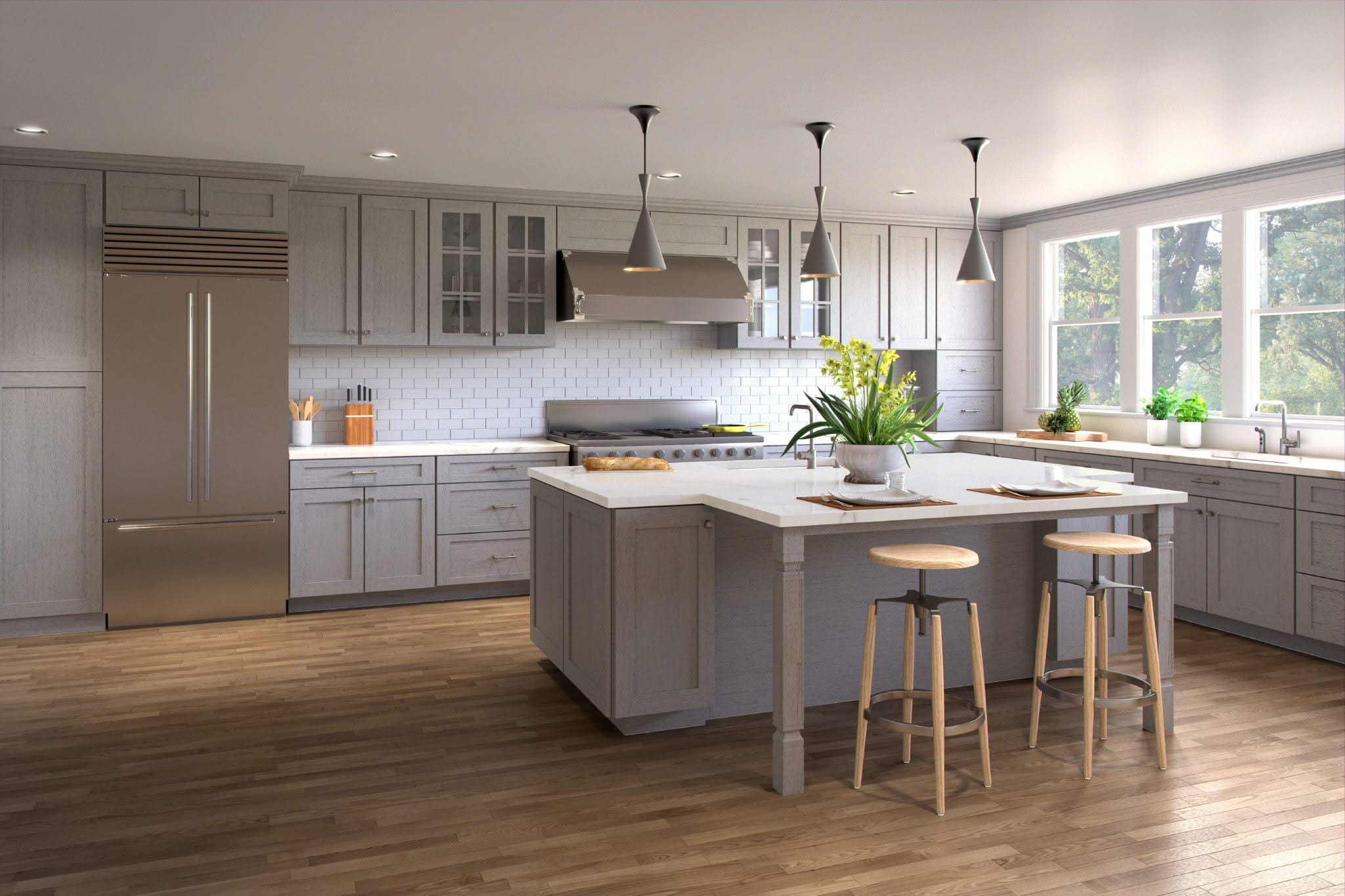 Mid-tone grey Shaker Driftwood kitchen cabinets Fairlawn Ohio