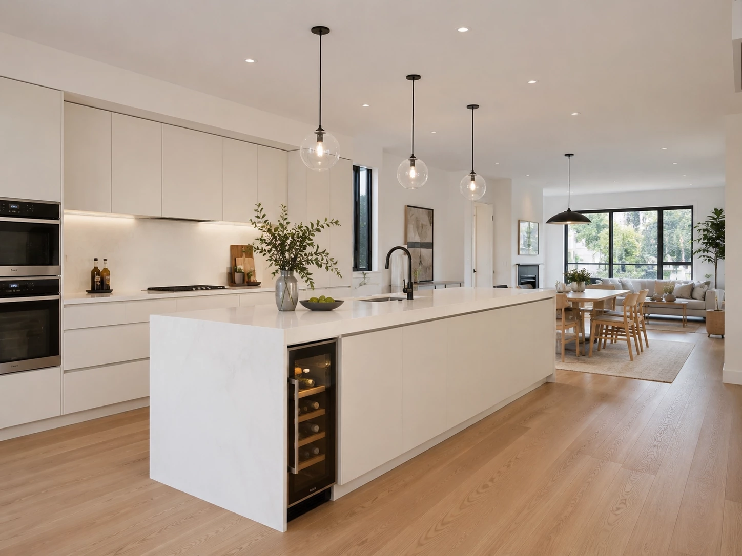 Modern flat panel cabinetry in Matte Ivory kitchen cabinets Cleveland Ohio
