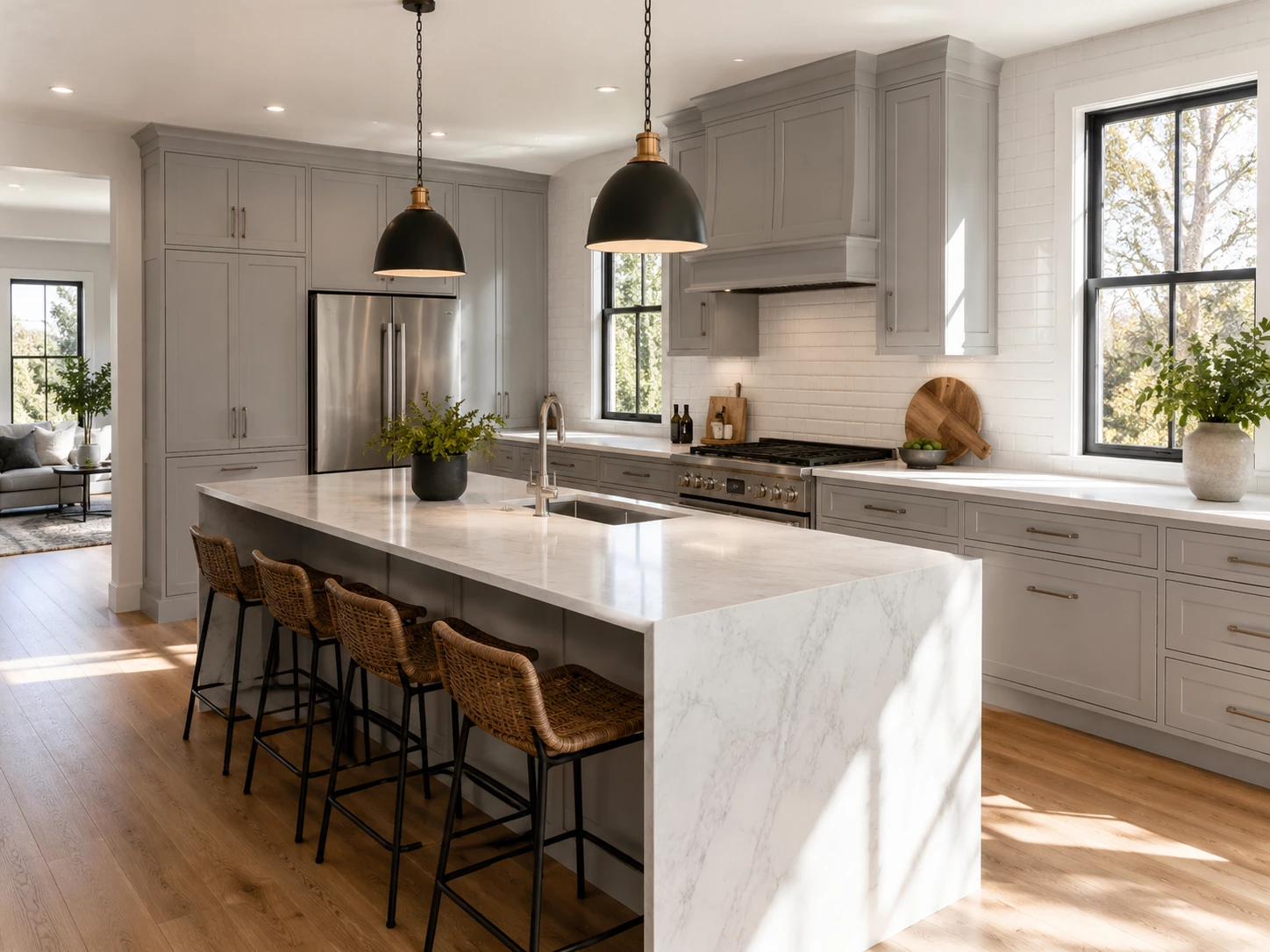 Modern gray Shaker cabinet doors in Cleveland Ohio