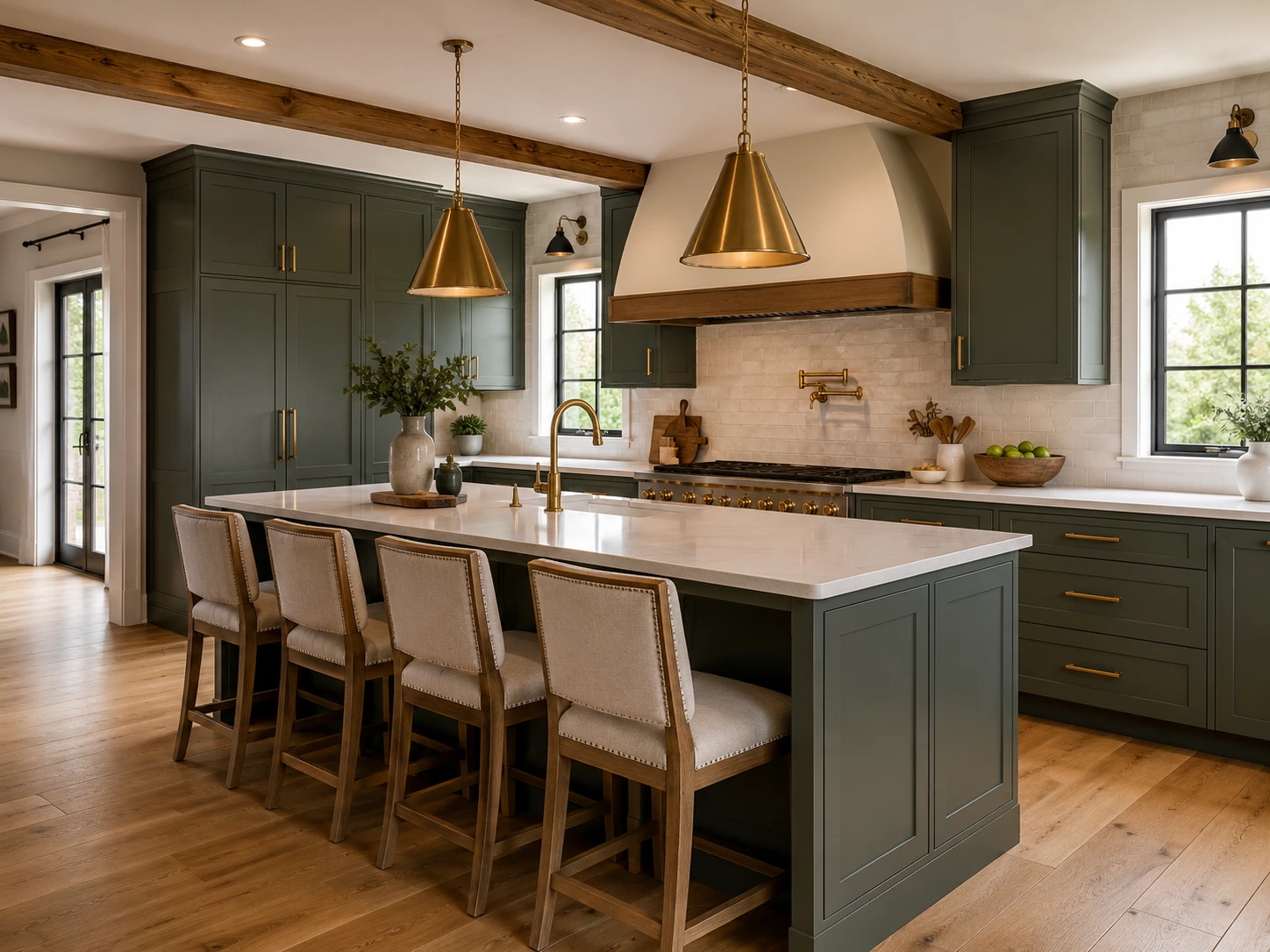 Modern green kitchen design with Aston Green cabinets in Cleveland Ohio