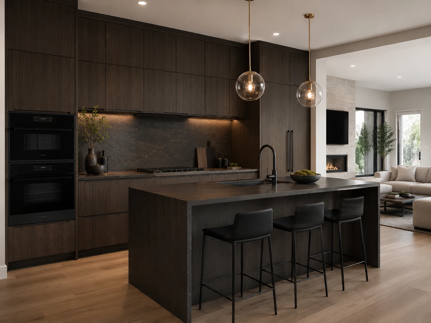 Modern slab Oak Shade kitchen cabinets Cleveland Ohio