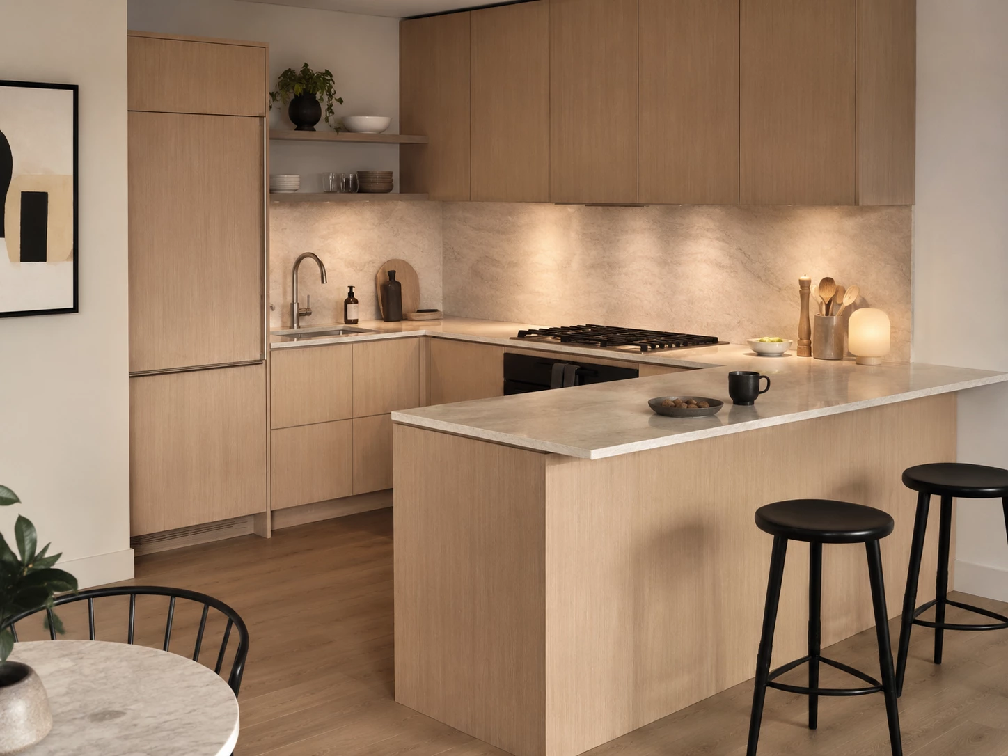Oak Blonde kitchen cabinets installed in a Cleveland, Ohio home