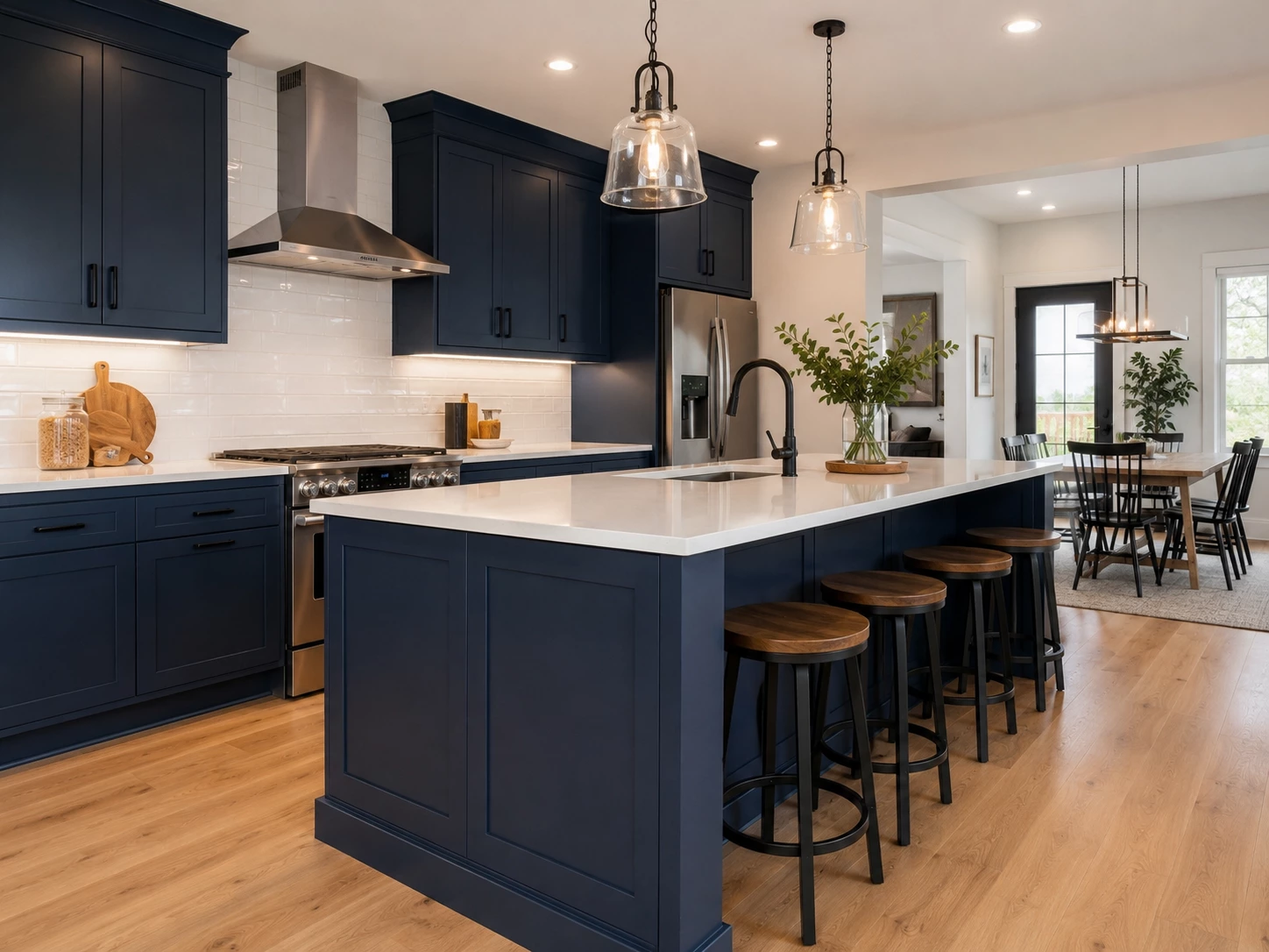 Painted navy kitchen cabinetry in Naval, kitchen cabinets Cleveland Ohio