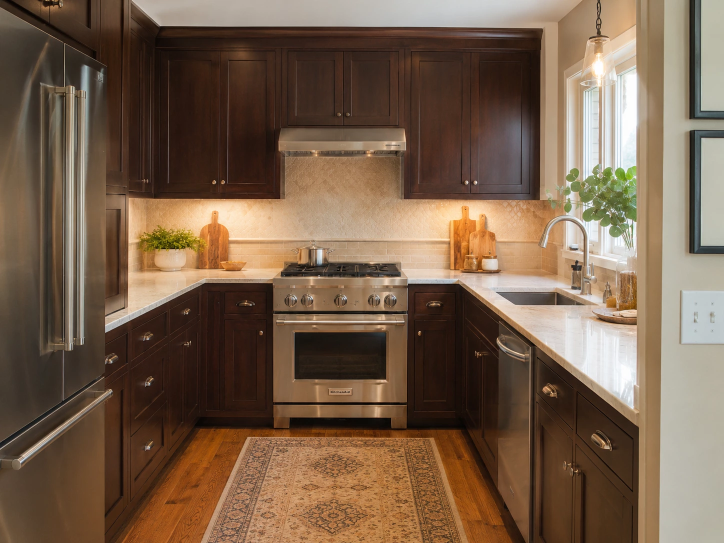 Rich wood tone Java Coffee kitchen cabinetry in Cleveland Ohio