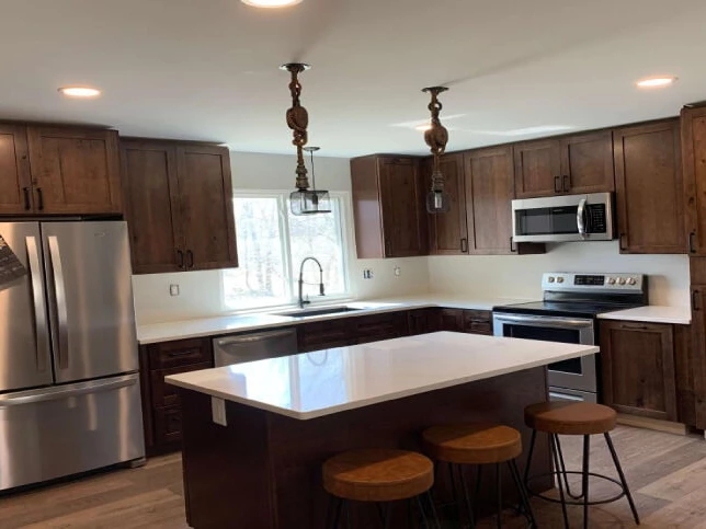 Rustic Hickory kitchen cabinets installed in Cleveland Ohio home