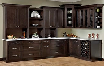 Shaker Espresso kitchen cabinets installed in a Cleveland Ohio home