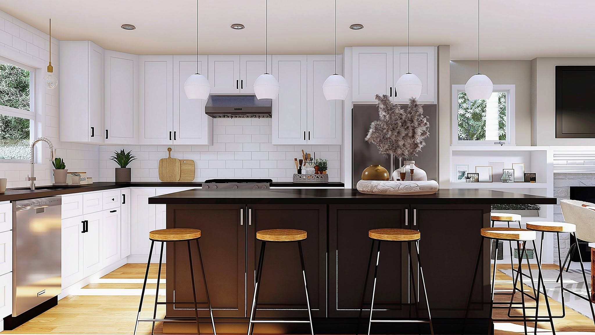Shaker white and black kitchen remodel Maple Heights Ohio