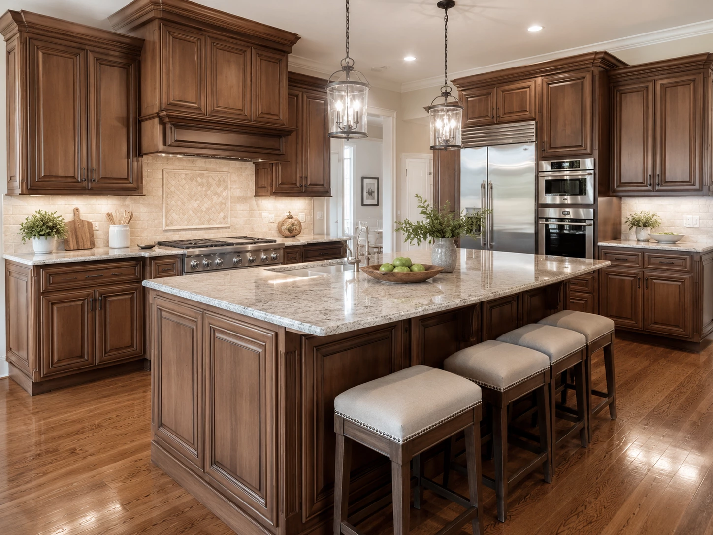 Traditional brown RTA kitchen cabinets installed in Cleveland Ohio