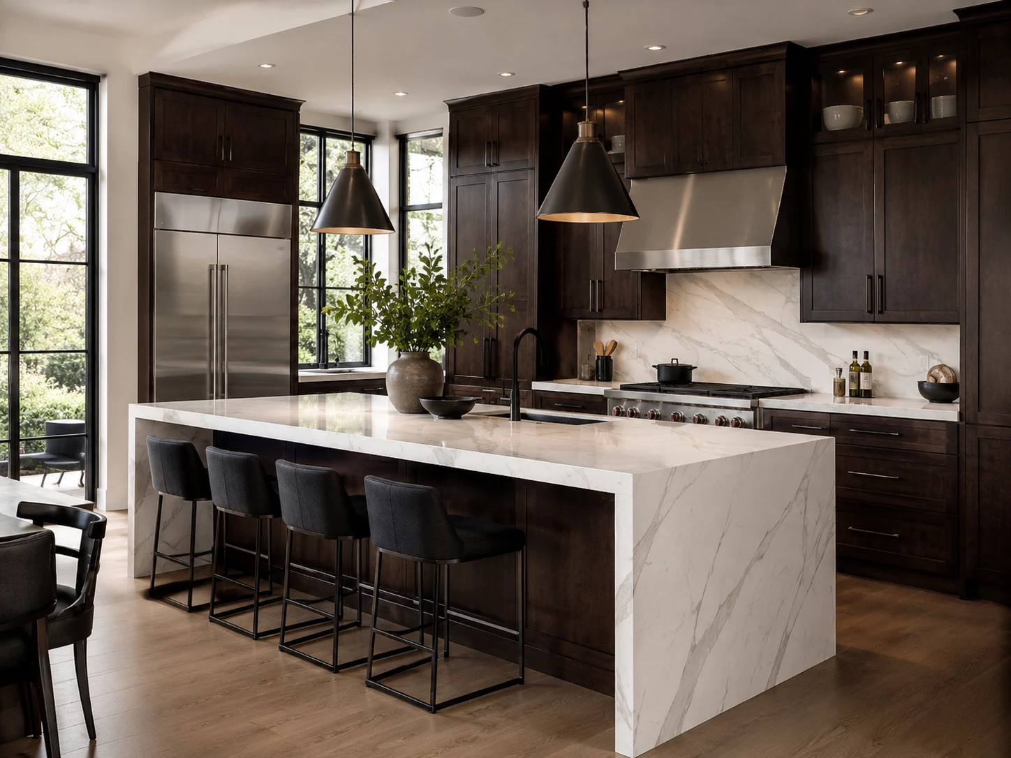 Traditional espresso kitchen design with Shaker cabinets Cleveland Ohio