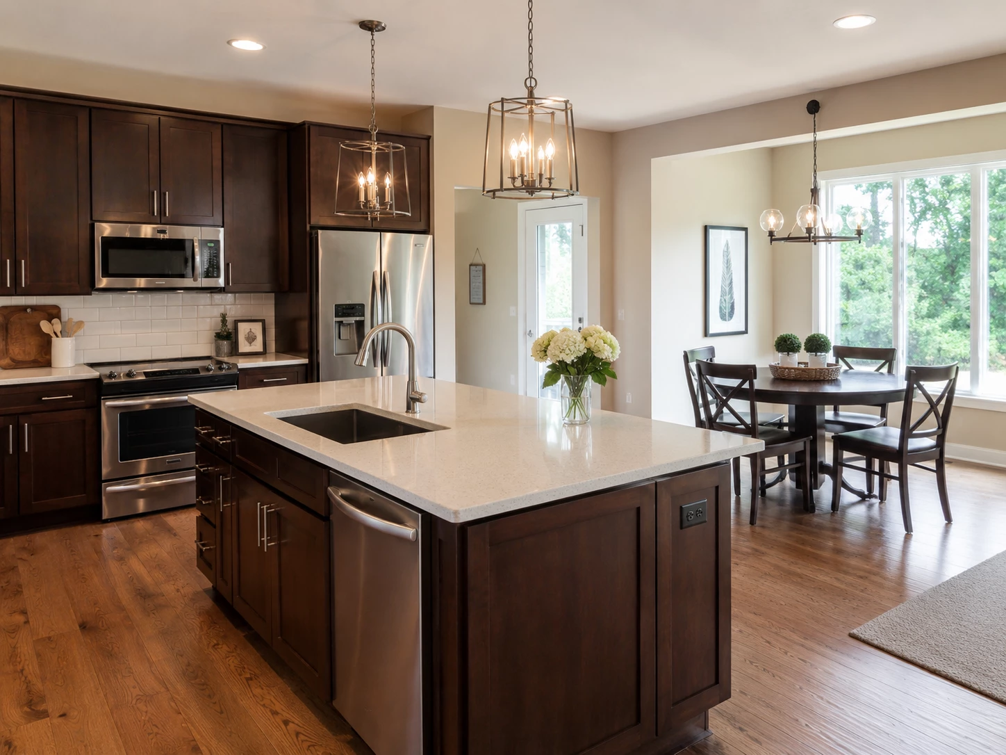 Transitional Java Coffee kitchen cabinets in a Northeast Ohio home