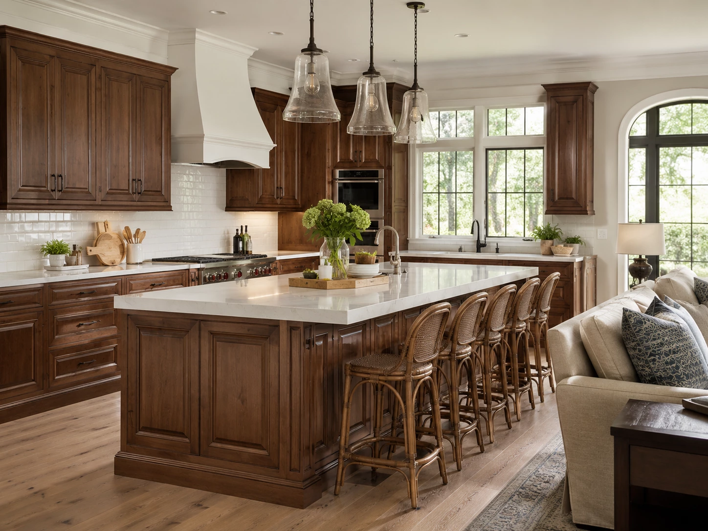 Warm saddle kitchen cabinetry in a Cleveland Ohio home
