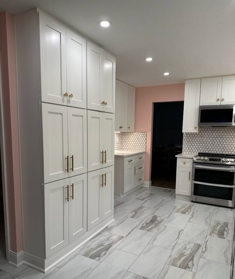 White Shaker closet cabinet set for a Medina, Ohio home