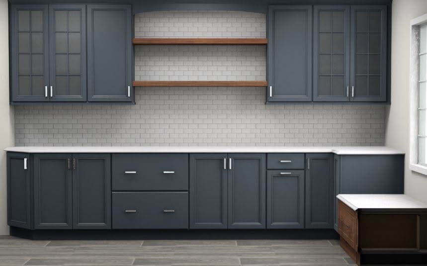 Soft grey and amaretto two-tone kitchen cabinets Fairlawn Ohio