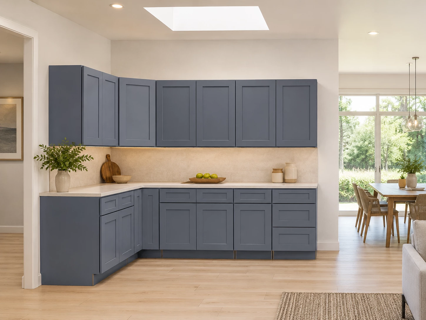 Grey Shaker kitchen cabinets in a finished Northeast Ohio kitchen