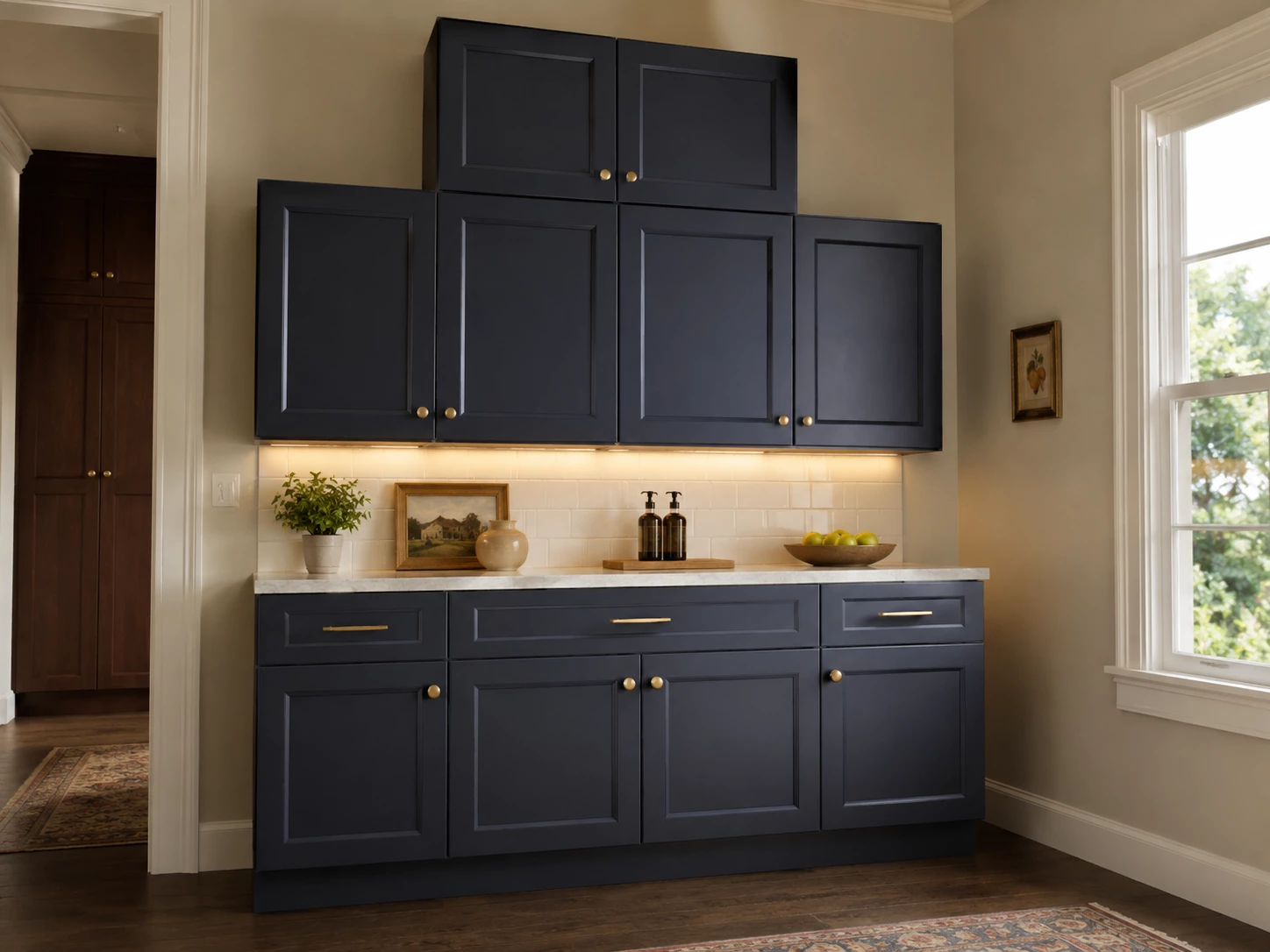 Cottage style Navy Blue kitchen cabinet set in Cleveland, Ohio
