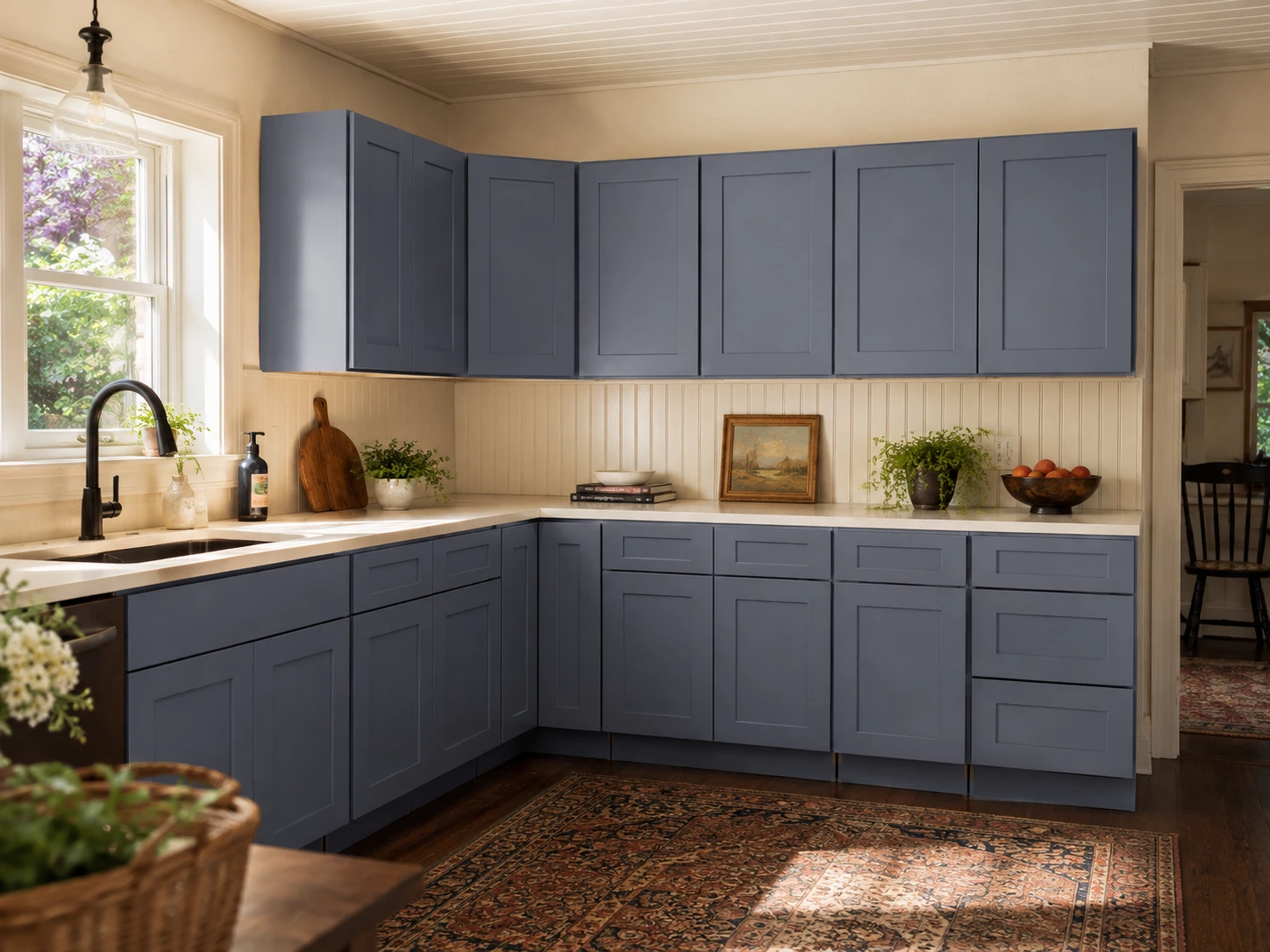 Industrial loft kitchen with grey cabinets in Cleveland, Ohio