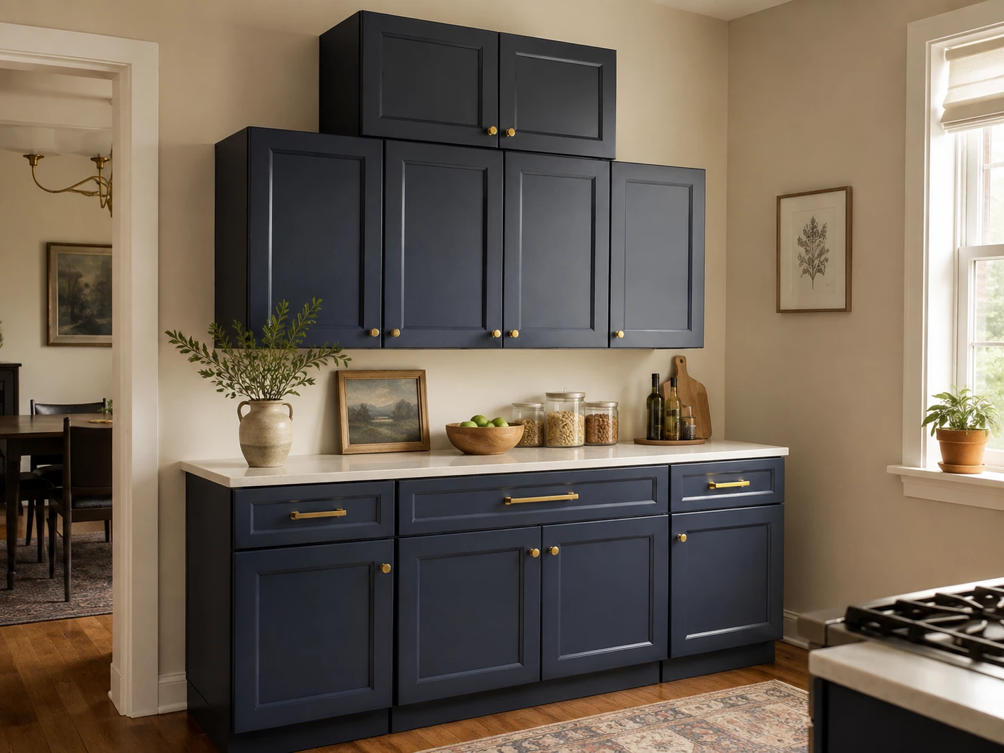 Modern kitchen with Navy Blue Shaker cabinets in Cleveland, Ohio