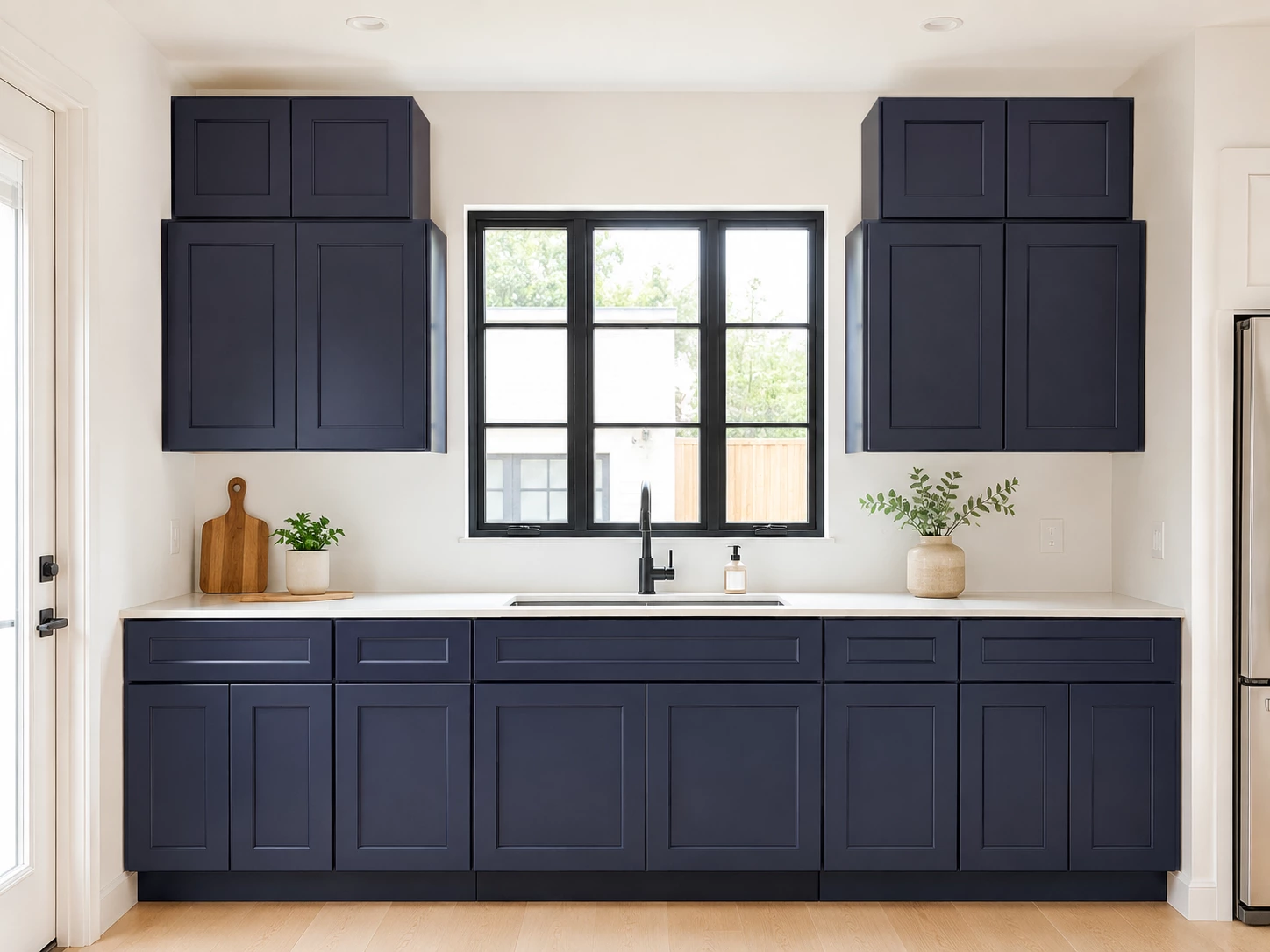 Traditional kitchen with Navy Shaker cabinets in Cleveland, Ohio