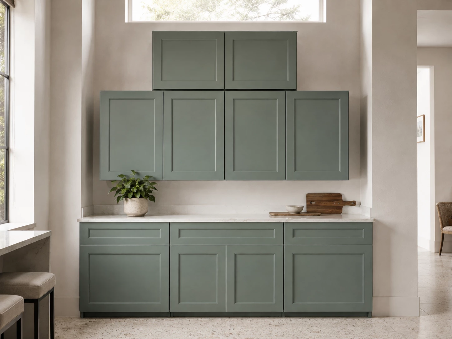Traditional kitchen with sage green RTA cabinets in Cleveland, Ohio