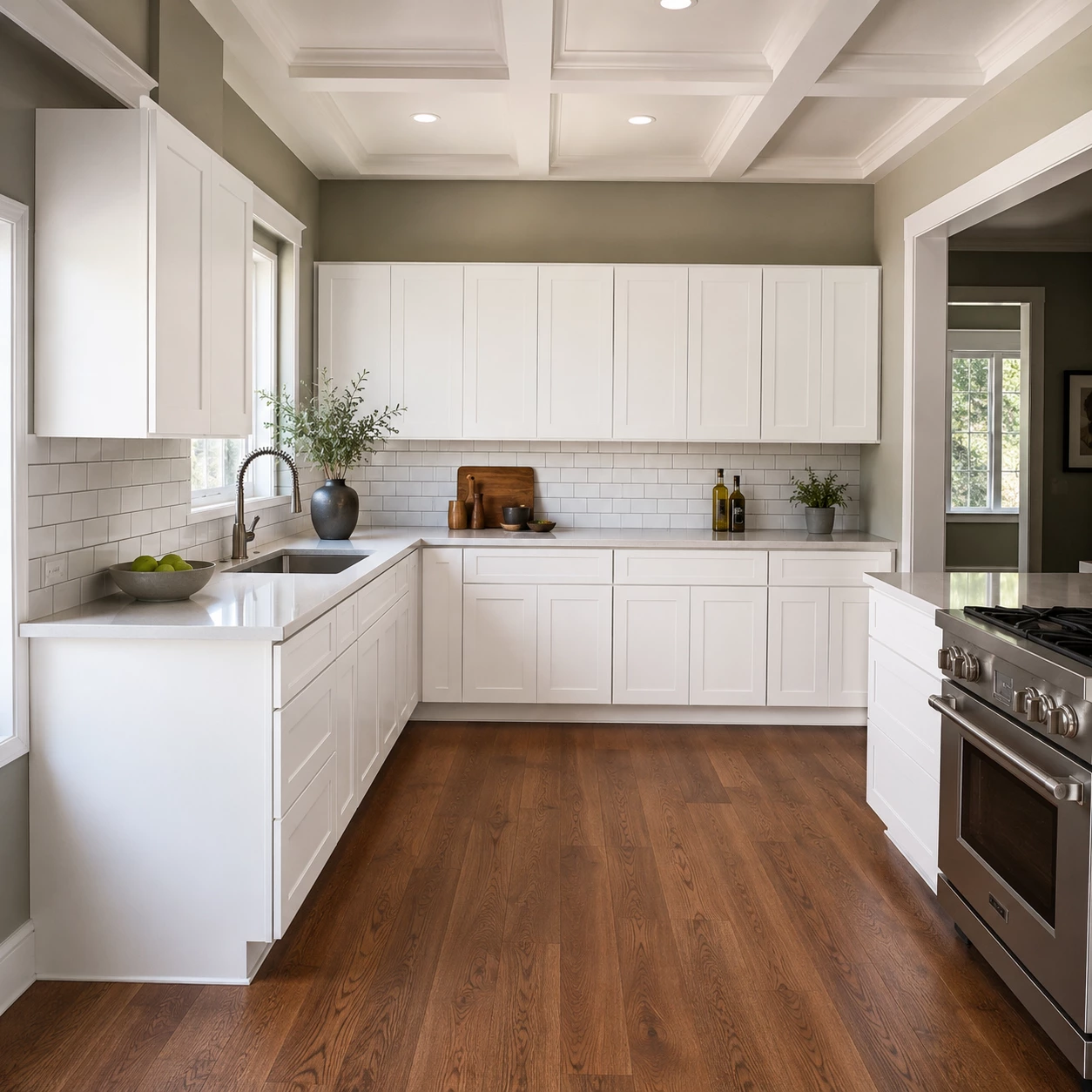 White Shaker cabinets in a craftsman kitchen in Cleveland, Ohio