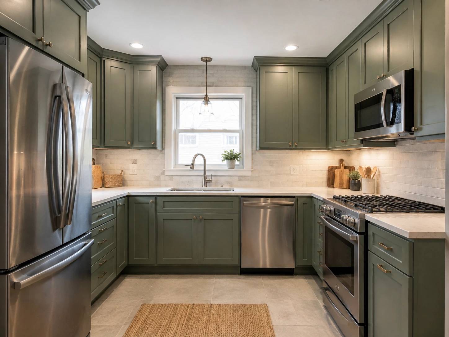Bevel Green kitchen cabinets in a 10x10 kitchen design from RTA Cabinets Ohio in Cleveland