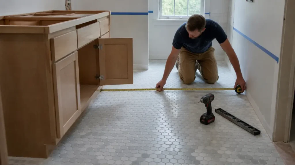 checking bathroom vanity front clearance strongsville