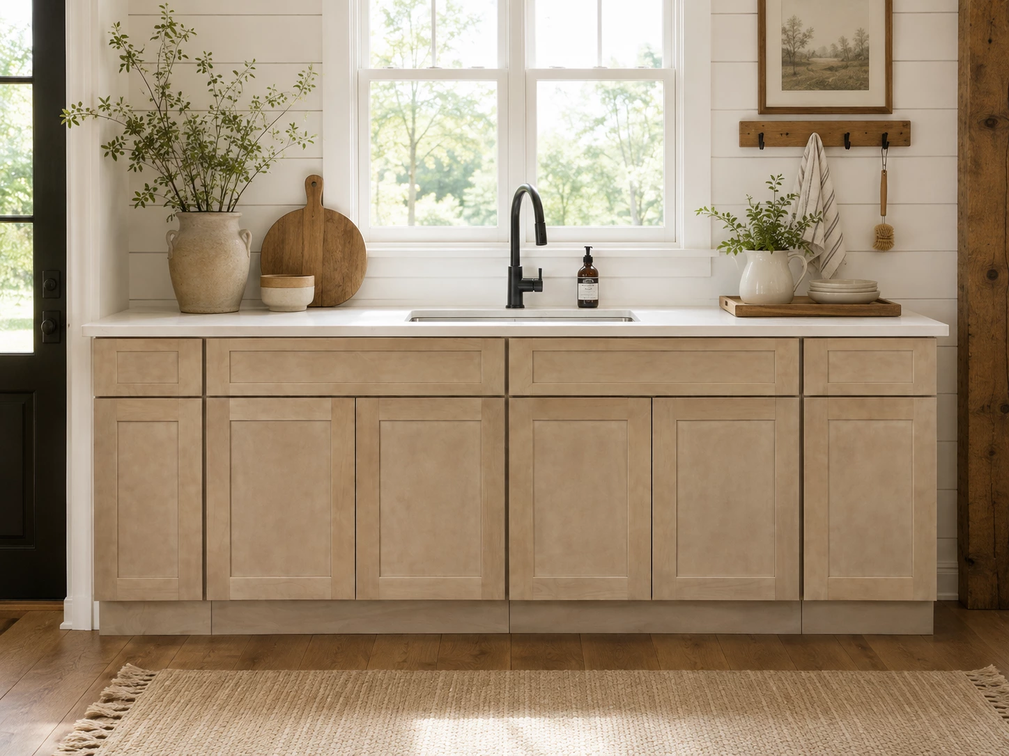 Driftwood Wood Stain base cabinets in a skylight kitchen in Cleveland, Ohio
