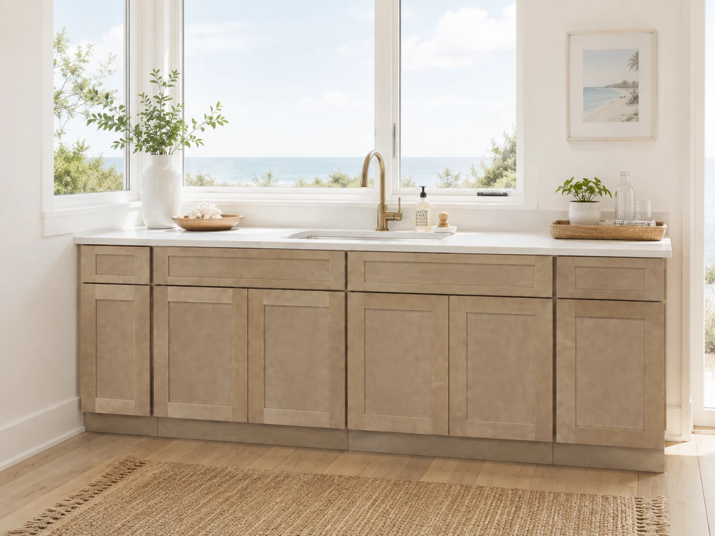 Driftwood Wood Stain cabinets in a modern condo kitchen in Cleveland, Ohio