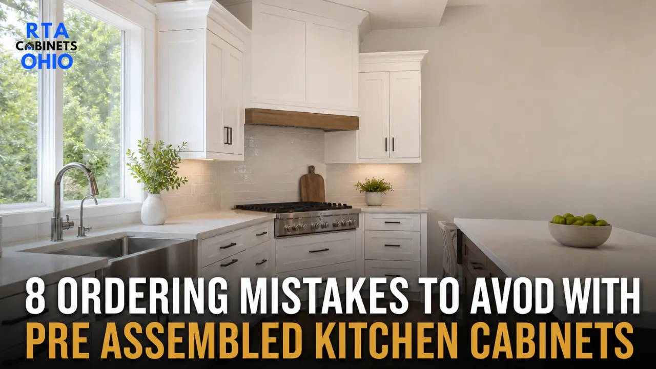 Bright white shaker kitchen with pre assembled kitchen cabinets in Strongsville, Ohio